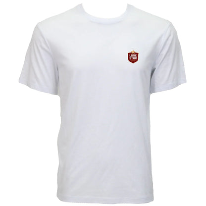 Hooey Lone Star White Pocket Tee with Cowboy Logo on Back