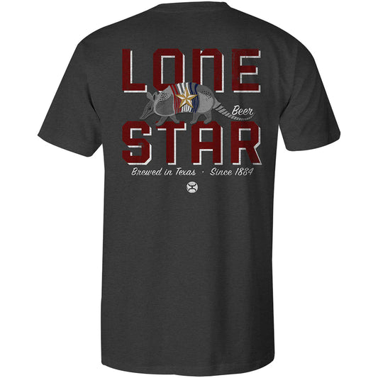 Lone Star Dark Grey Pocket Tee with Armadillo Logo on Back