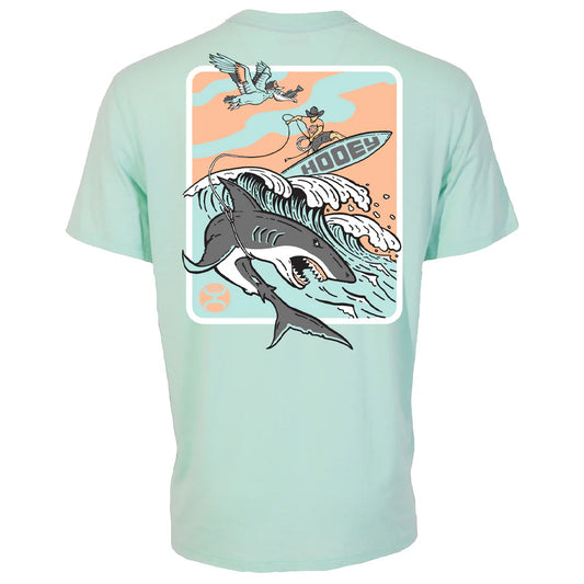 Hooey Cowboy Surf Aqua with Multi-Color Shark Logo T-shirt