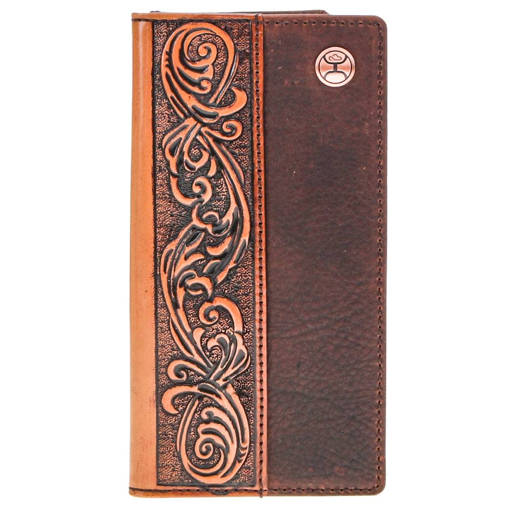 Hooey Grayson Tan Tooled/Brown Rodeo Wallet
