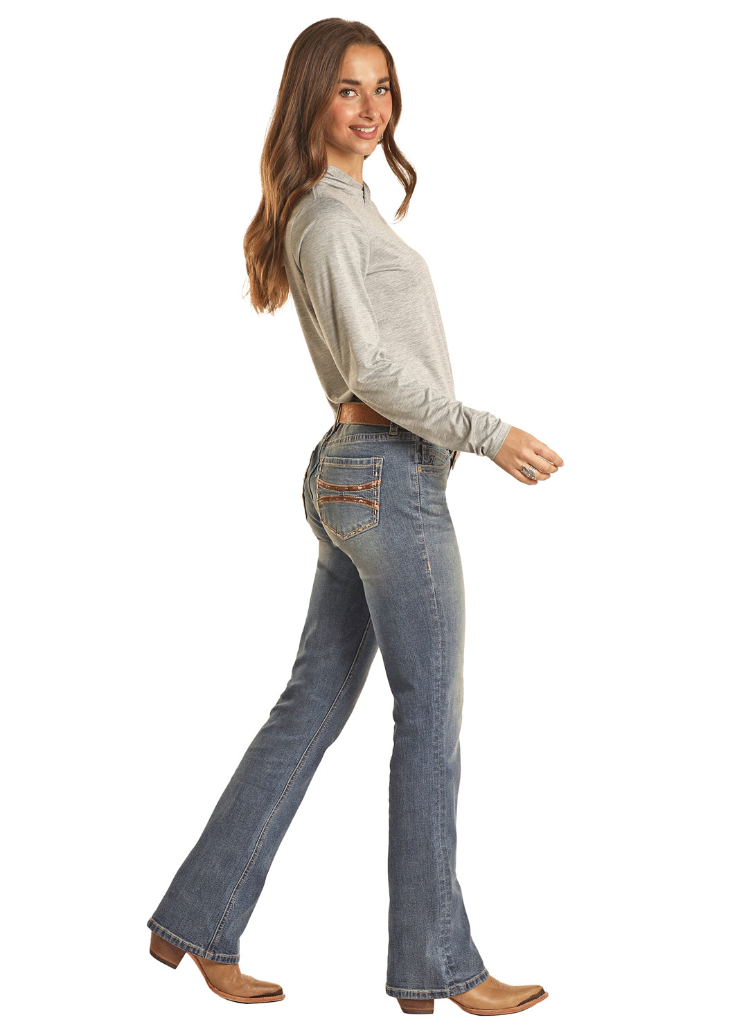 Hooey Brown Leather Mid Rise Boot Cut