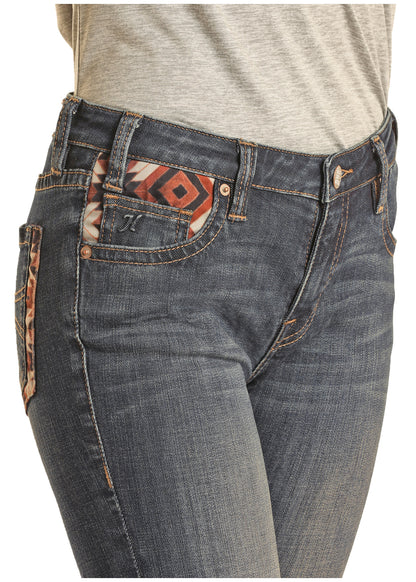 Hooey Red Aztec Offset Pocket Baby Flare