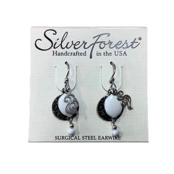 Silver Forest Earring White Silver Swirl