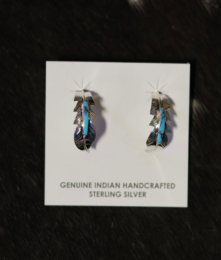 ITOG Allen Barney Navajo SS Kingman Turquoise Earrings