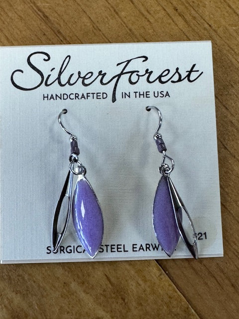 Silver Forest Layered Silver Purple Earring