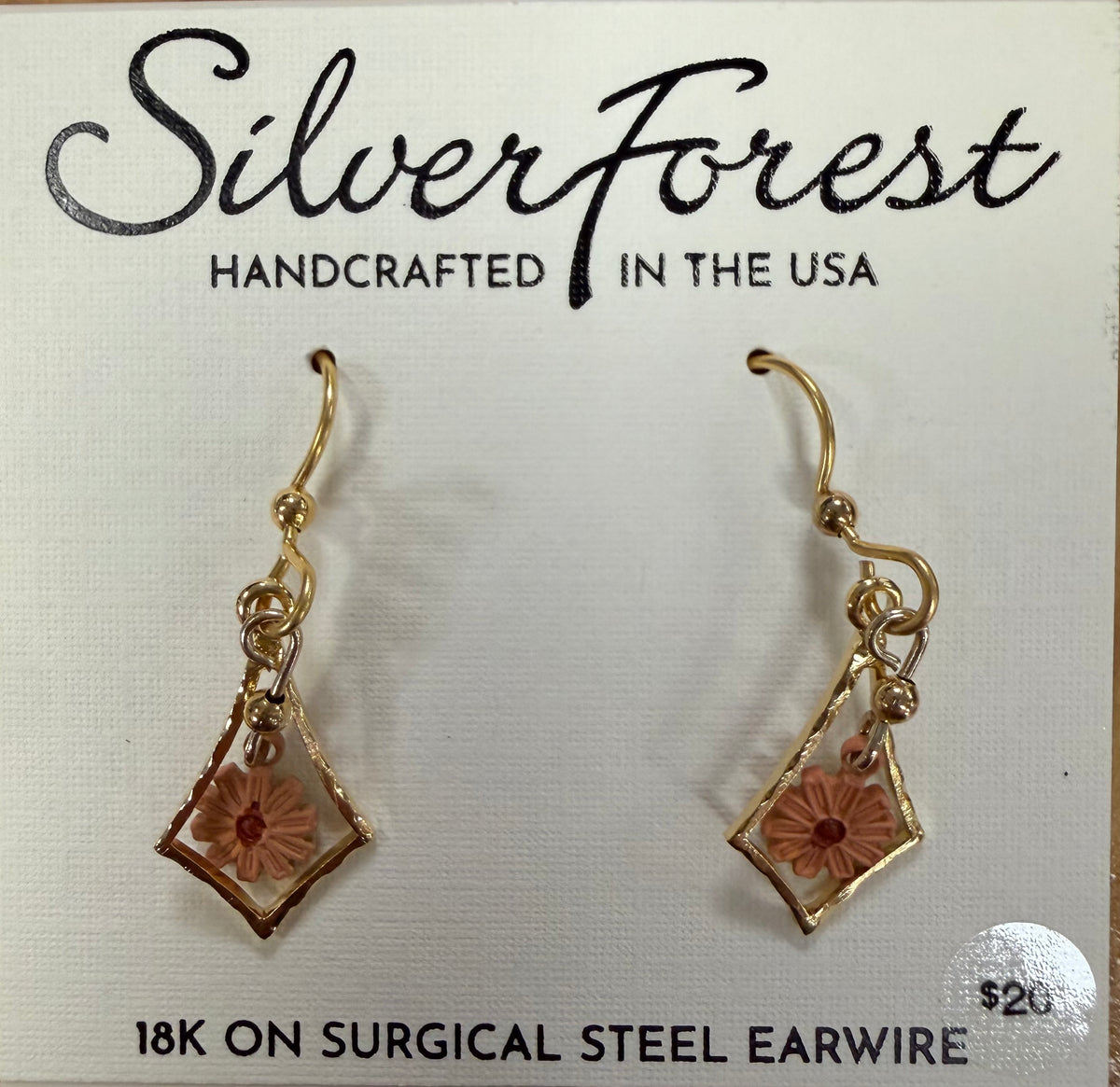 Silver Forest Flower in Kite Shape Earring