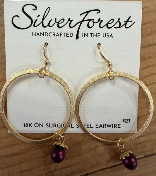 Silver Forest Capped Bead Off Loop Earring
