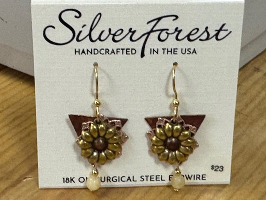 Silver Forest Flowered Filigree Teardrop Earring