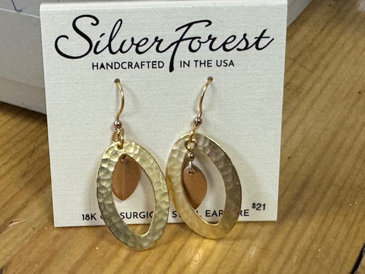 Silver Forest Hammered Oval Earring
