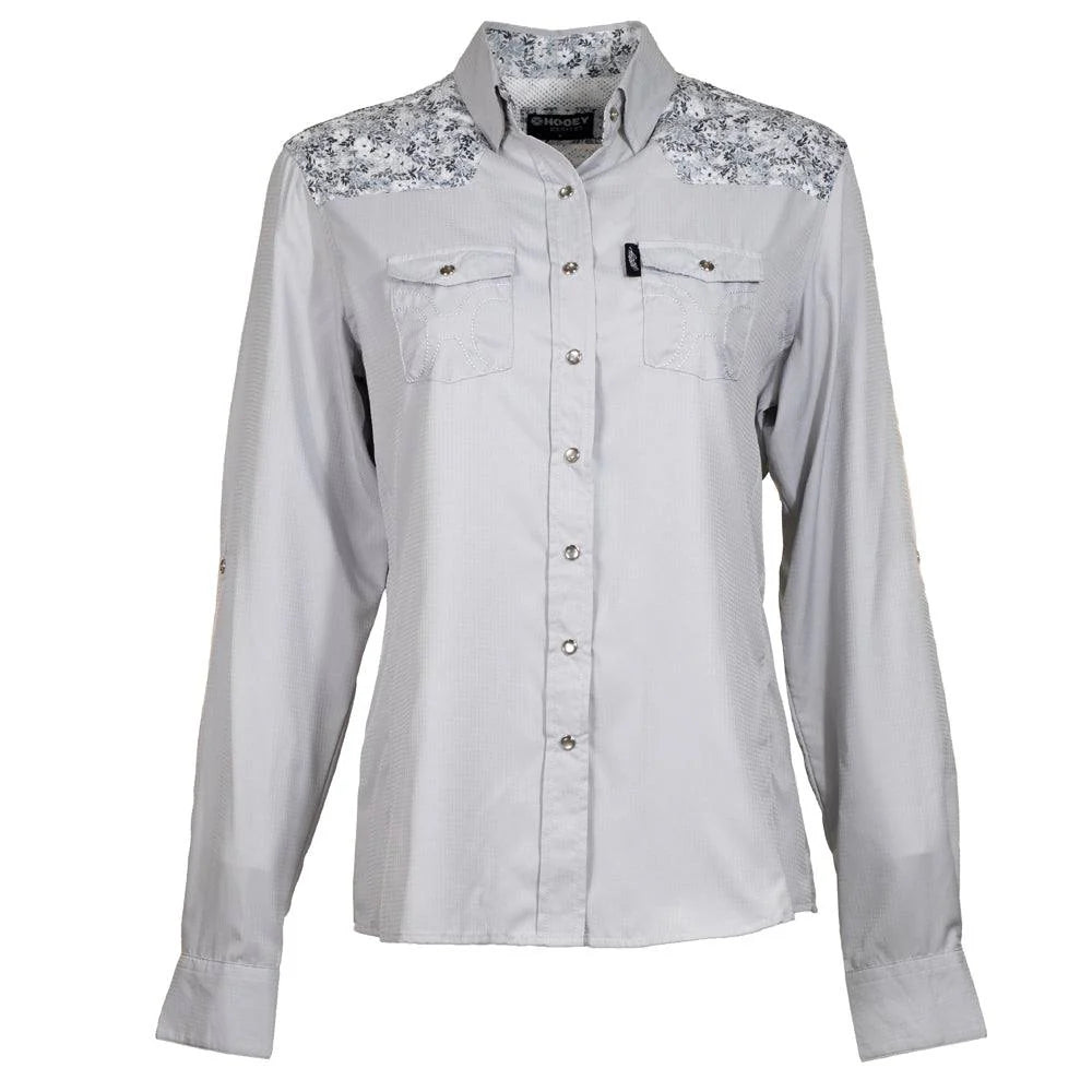 Hooey Sol Grey Floral Pearl Snap