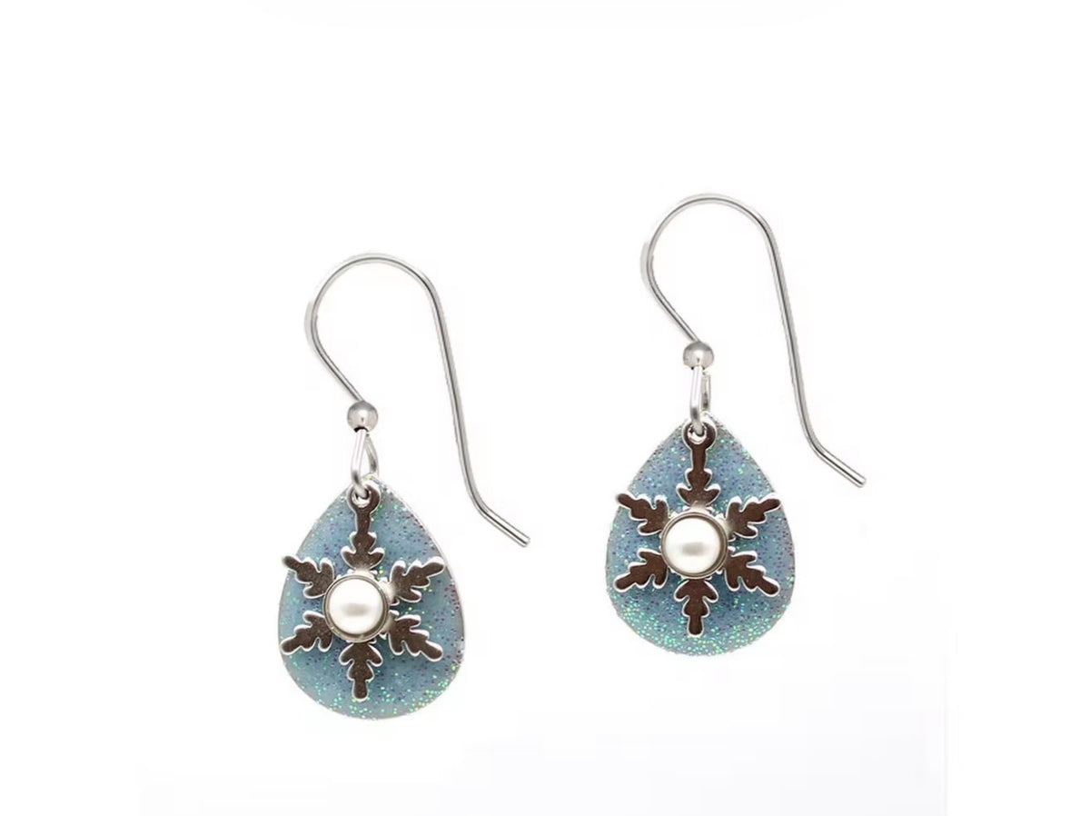 Silver Forest Holiday Snowflake Earrings