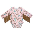 Shea Baby Pink Gettin Western With Fringe Long Sleeve Shirt