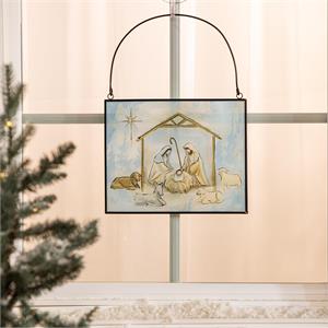 Evergreen Nativity Stained Glass Wall Decor