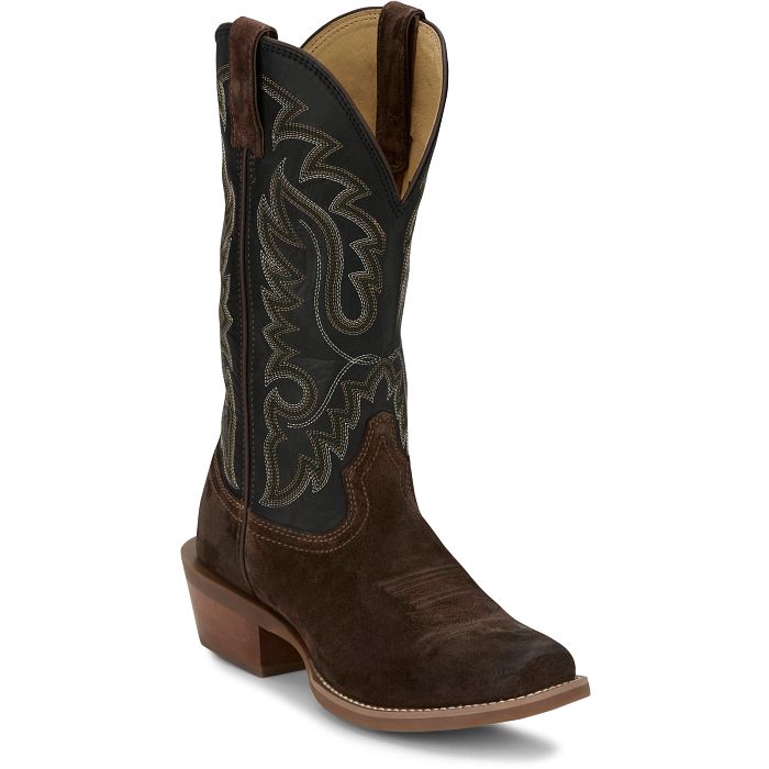 Justin Cowboy Town Chocolate Suede