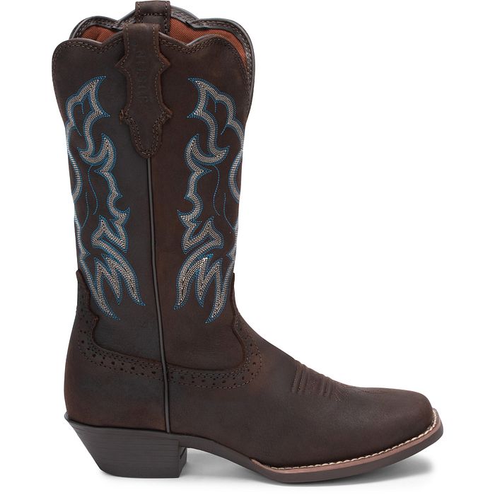 Justin Brandy Dark Brown Square Toe