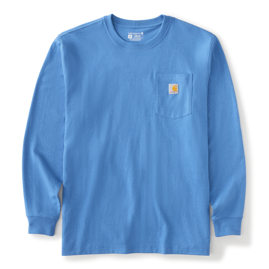 Carhartt Long Sleeve Pocket Tee Deep Workwear Blue Heather