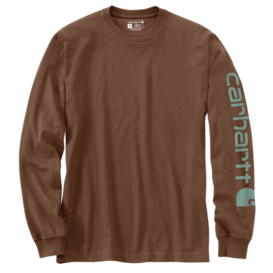 Carhartt Loose Fit Heavyweight Long Sleeve Logo Sleeve Graphic Mocha Heather