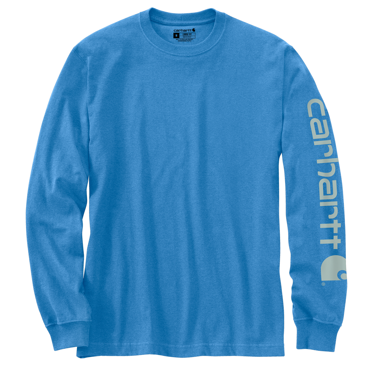 Carhartt Loose Fit Heavyweight Long Sleeve Logo Sleeve Graphic Blue Lagoon Heather