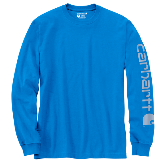 Carhartt Loose Fit Heavyweight Long Sleeve Logo Sleeve Graphic Blue Glow