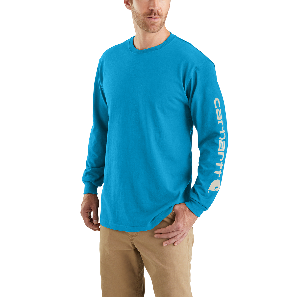 Carhartt Loose Fit Heavyweight Long Sleeve Logo Sleeve Graphic Atomic Blue