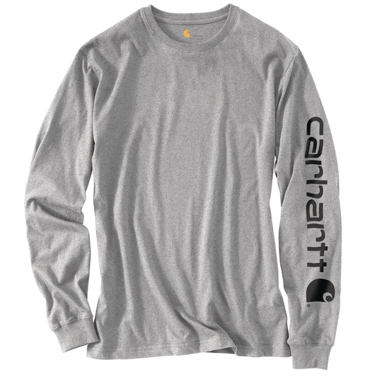 Carhartt Loose Fit Heavyweight Long Sleeve Logo Sleeve Graphic Heather Grey