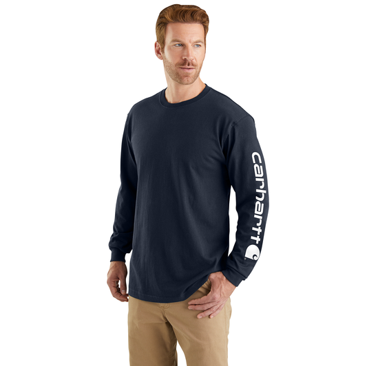 Carhartt Loose Fit Heavyweight Long Sleeve Logo Sleeve Graphic Navy