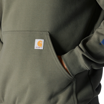 Carhartt Loose Fit Midweight Logo Sleeve Graphic Hoodie Dusty Olive