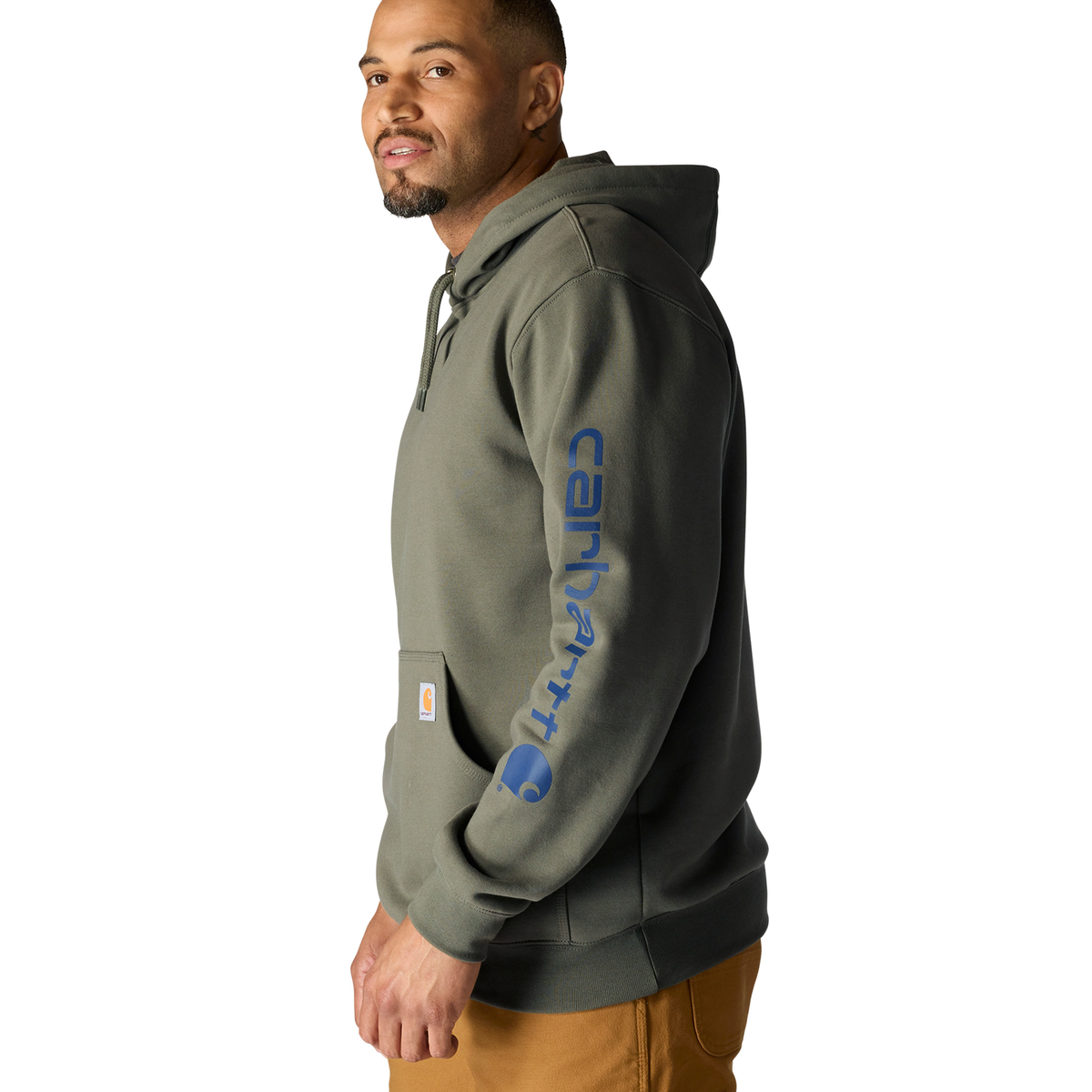Carhartt Loose Fit Midweight Logo Sleeve Graphic Hoodie Dusty Olive
