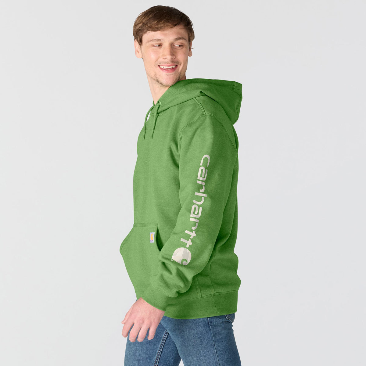 Carhartt Loose Fit Midweight Logo Sleeve Graphic Hoodie Harvest Sage Heather