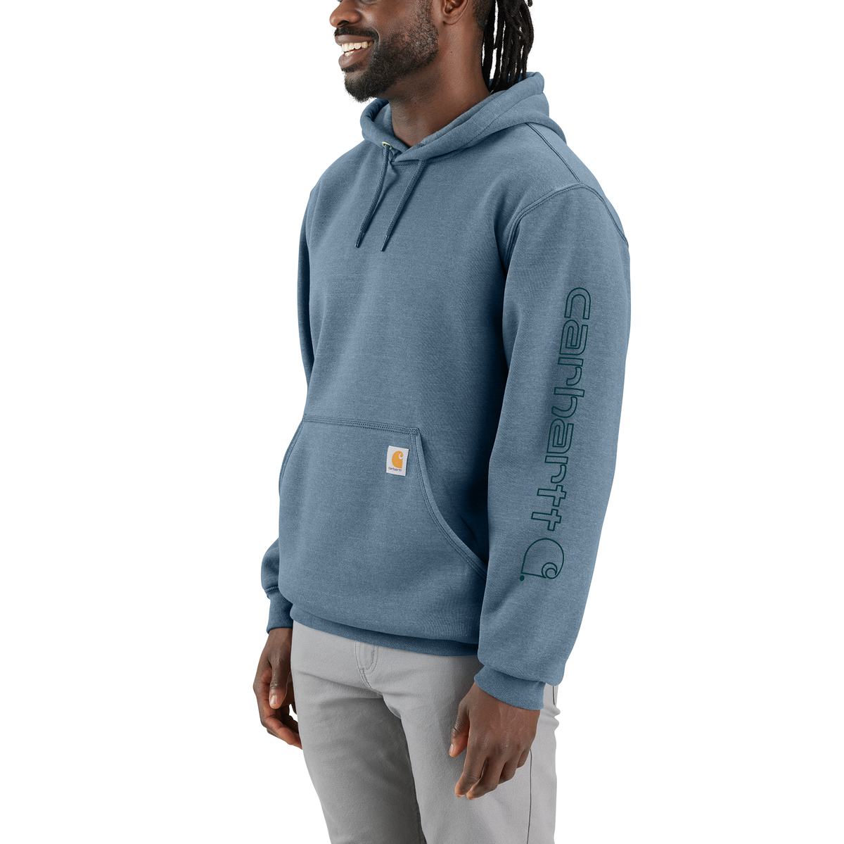 Carhartt Loose Fit Midweight Logo Sleeve Graphic Hoodie Thundercloud Heather