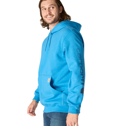 Carhartt Loose Fit Midweight Logo Sleeve Graphic Hoodie Horizon Blue Heather