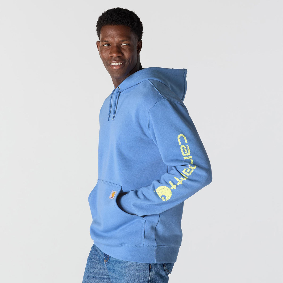 Carhartt Loose Fit Midweight Logo Sleeve Graphic Hoodie Deep Workwear Blue