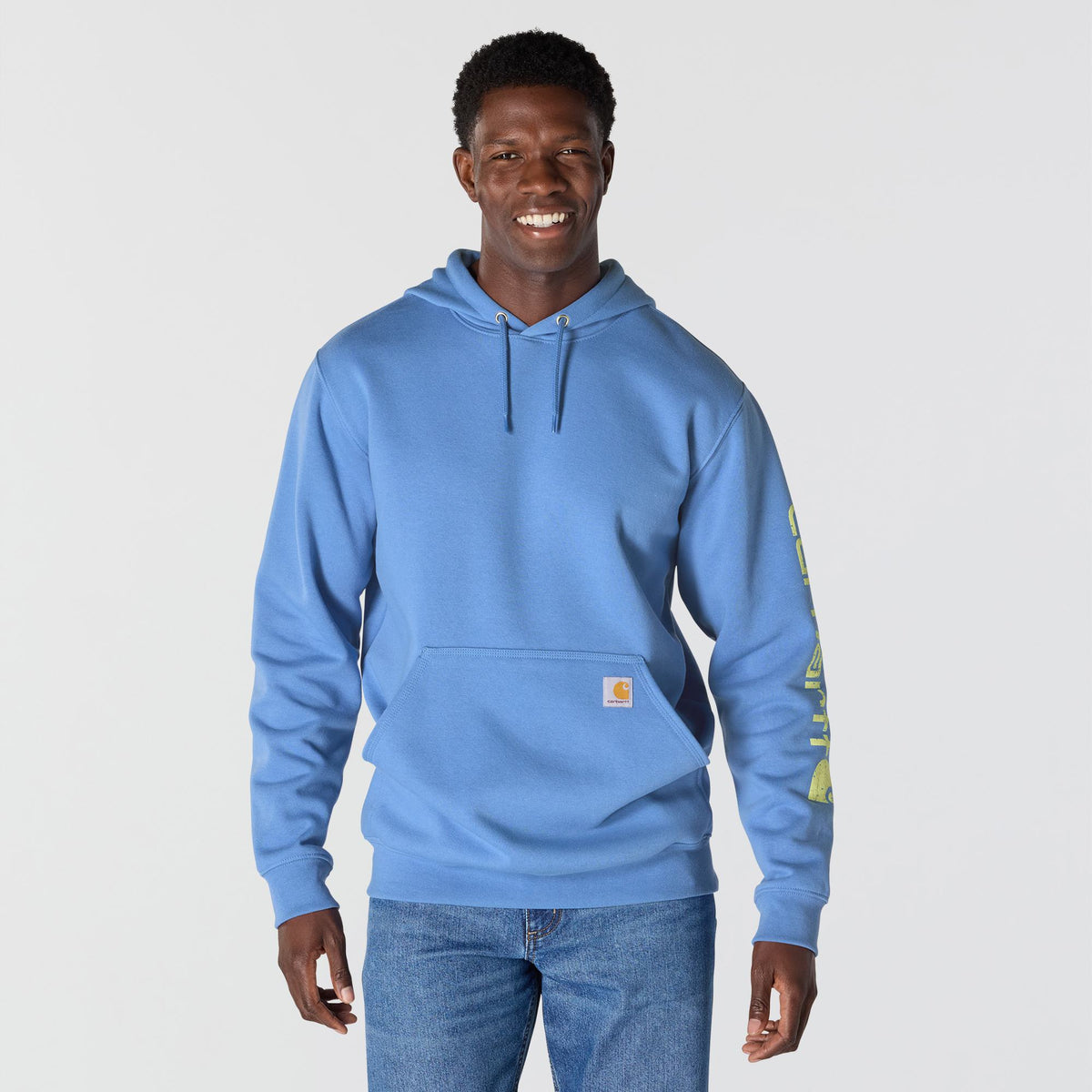Carhartt Loose Fit Midweight Logo Sleeve Graphic Hoodie Deep Workwear Blue