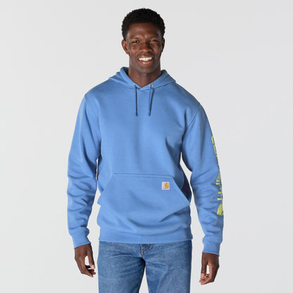 Carhartt Loose Fit Midweight Logo Sleeve Graphic Hoodie Deep Workwear Blue