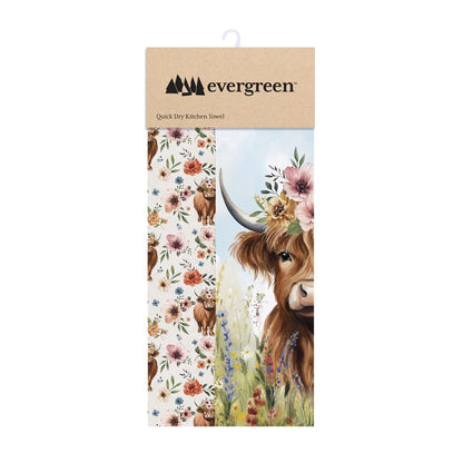 Evergreen Petal & Plow Kitchen Towel Quick Dry Waffle Weave