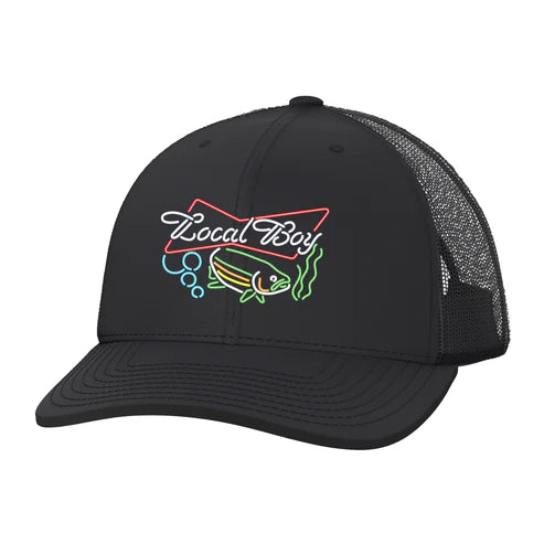 Local Boy Bud Fish Neon Trucker Hat Black