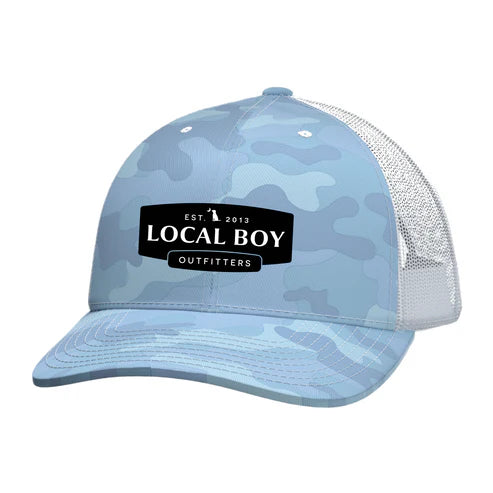 Local Boy Buck Patch Trucker Hat Light Blue Camo