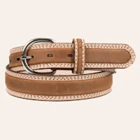 Tony Lama Doublestich Stockman Belt Natural/Bark