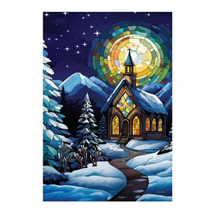 Evergreen Stained Glass Church Lustre Garden Flag