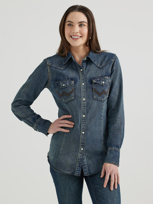Wrangler Ladies Denim Snap Shirt