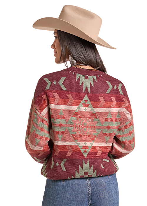Rock & Roll Aztec Sweater Wine