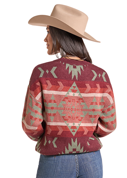 Rock & Roll Aztec Sweater Wine