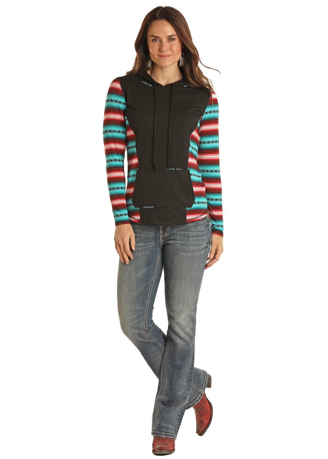 Panhandle Serape Print Hoodie Black