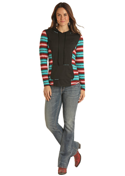 Panhandle Serape Print Hoodie Black