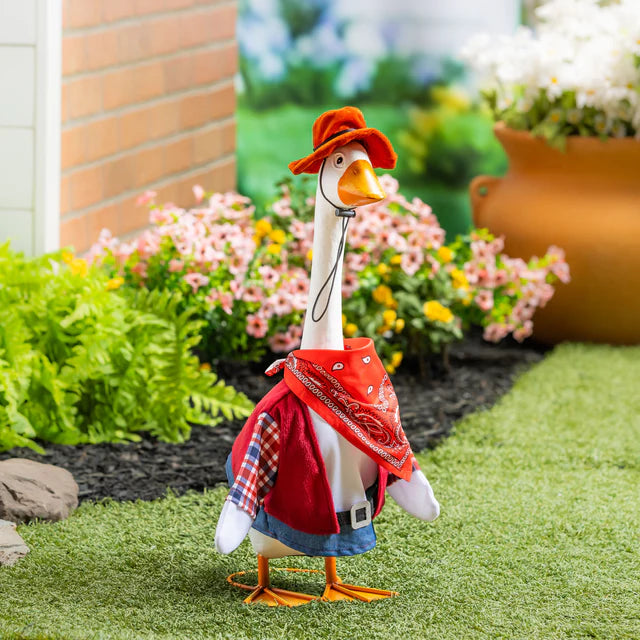 Evergreen Porch Goose Outfit Wild West