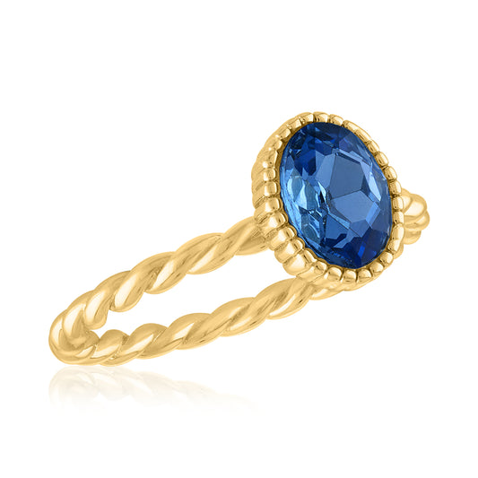 Light Sapphire Oval Gold Layers Ring