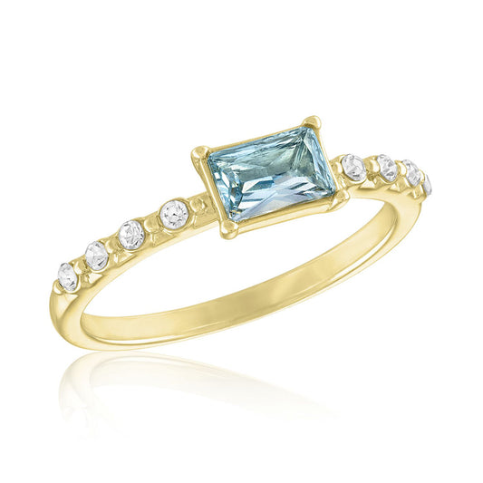 Light Sapphire Rectangle Gold Layers Rings