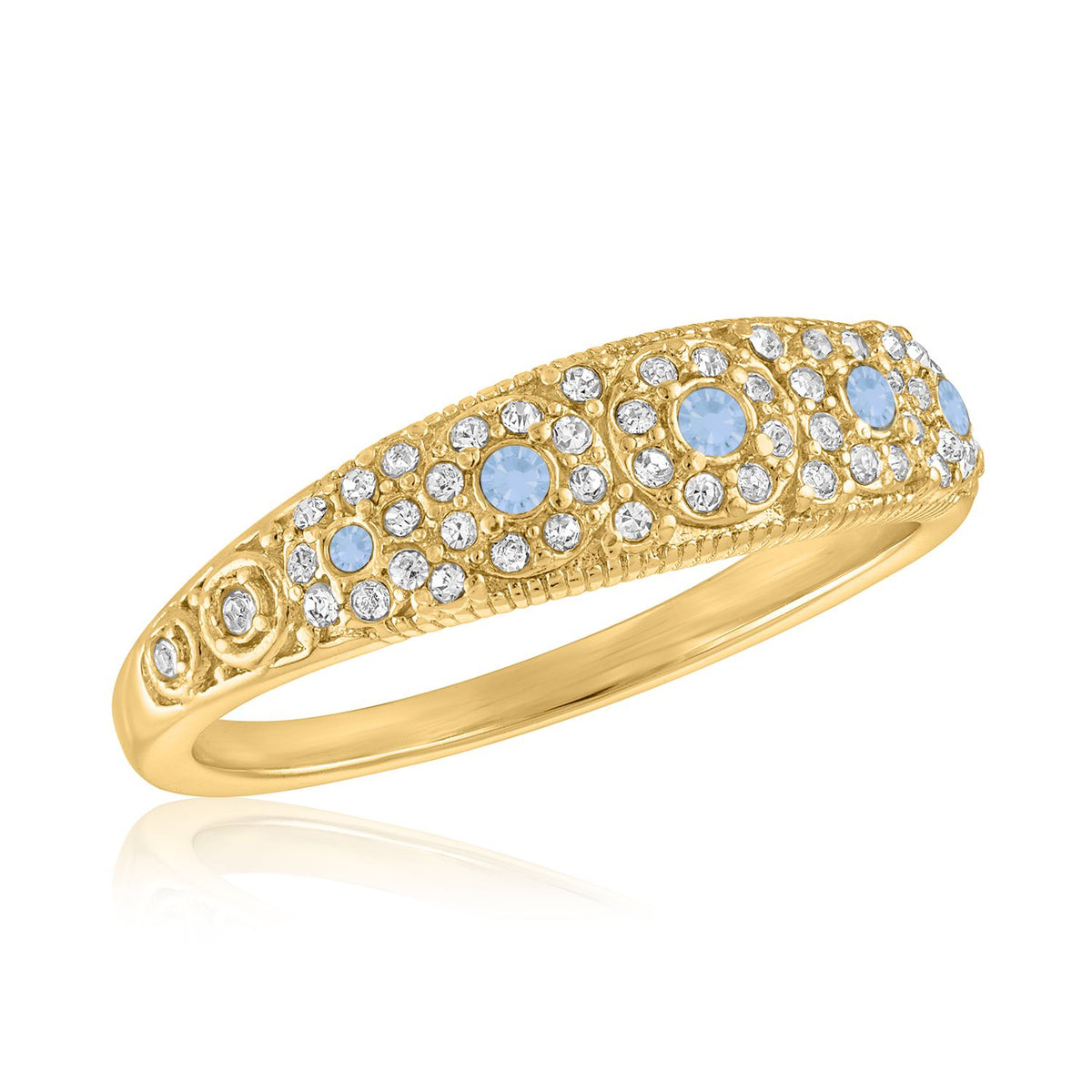 Vintage Detailed CZ Gold Layers Ring