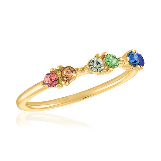 Rainbow Duos Gold Layers Rings