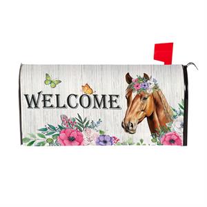 Evergreen Floral Horse Welcome Mailbox Cover